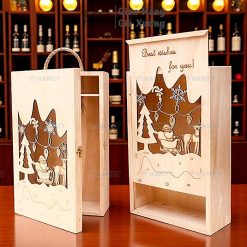 hộp gỗ đựng rượu mẫu noel