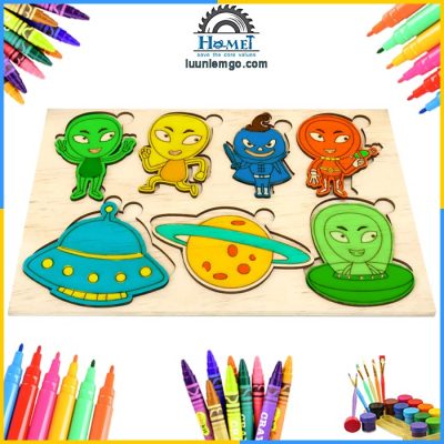 Gỗ tô màu người ngoài hành tinh - Sticker tô màu gỗ các bé rất yêu thích.