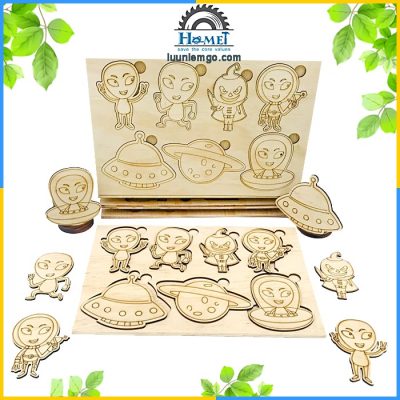 Gỗ tô màu người ngoài hành tinh - Sticker tô màu gỗ các bé rất yêu thích.
