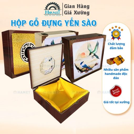 Hộp gỗ đề yến sào cao cấp