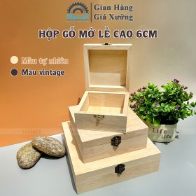 HỘP GỖ QUÀ TẶNG GỖ TỰ NHIÊN CAO 6CM - NHIỀU KÍCH THƯỚC